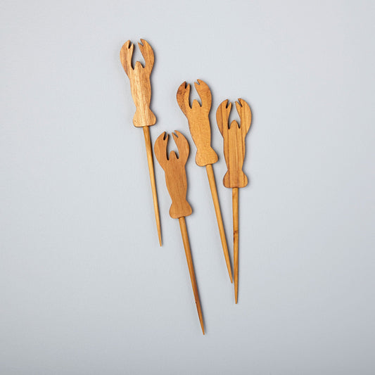 Teak Lobster Picks, Set of 4