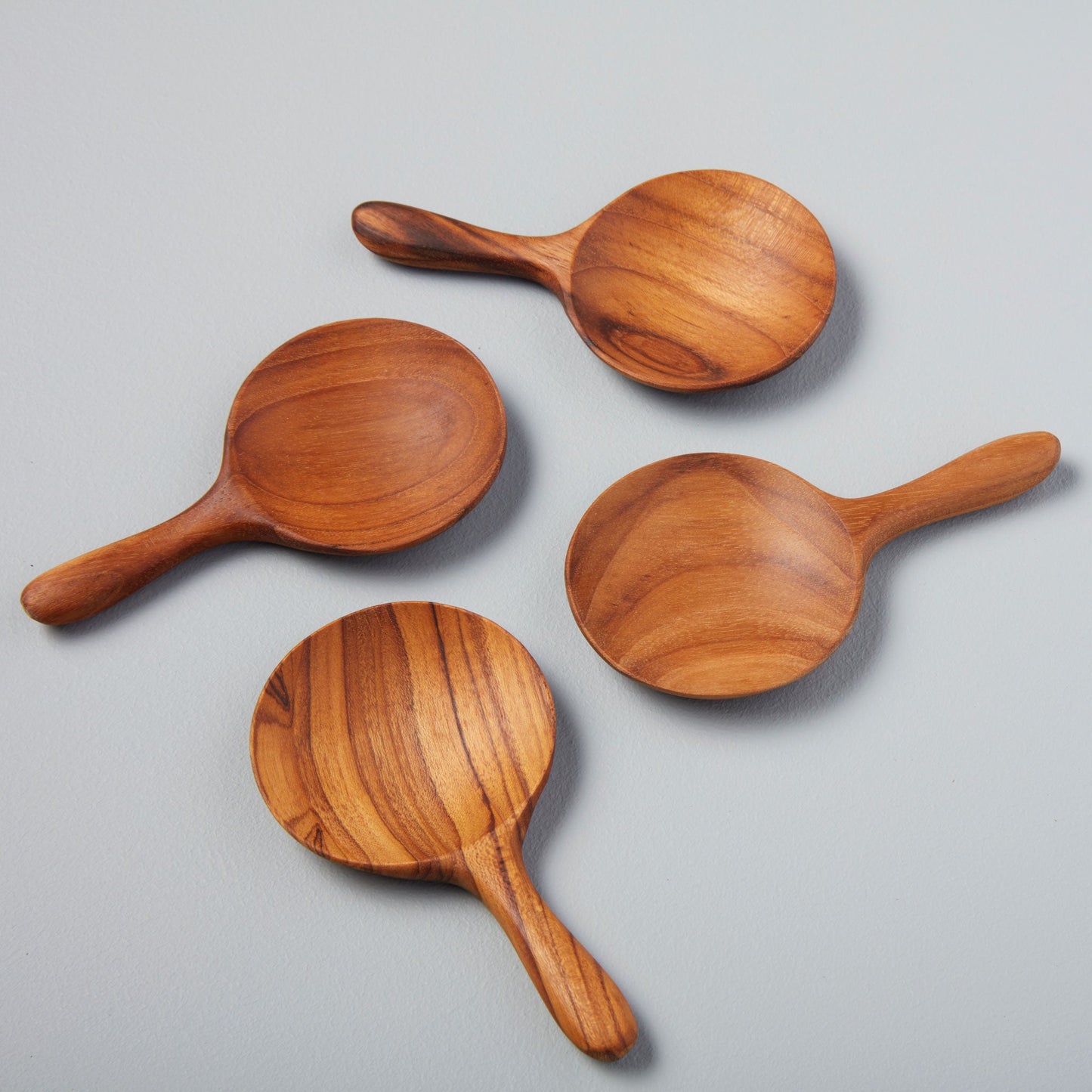 Teak Round Spoons, Small, Set of 4