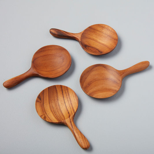 Teak Round Spoons, Small, Set of 4