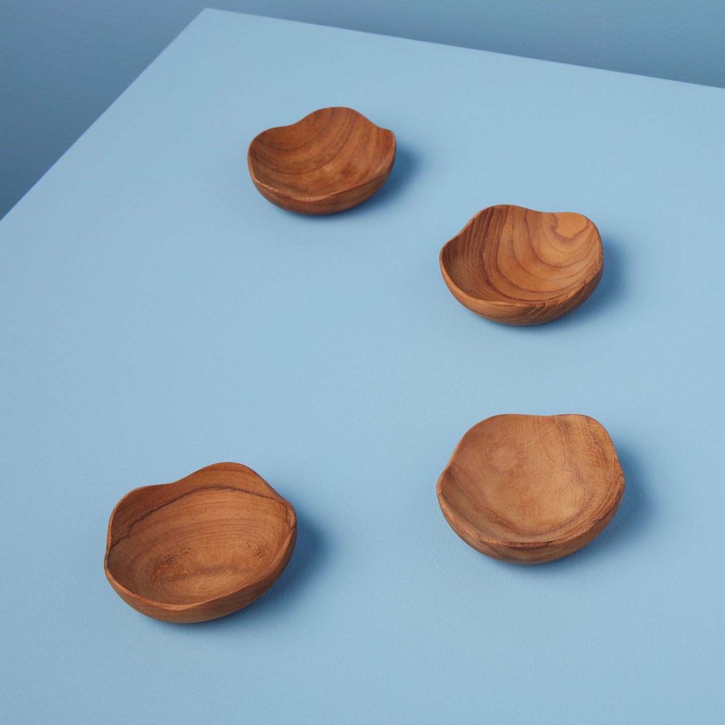 Teak Wavy Bowls Set of 4