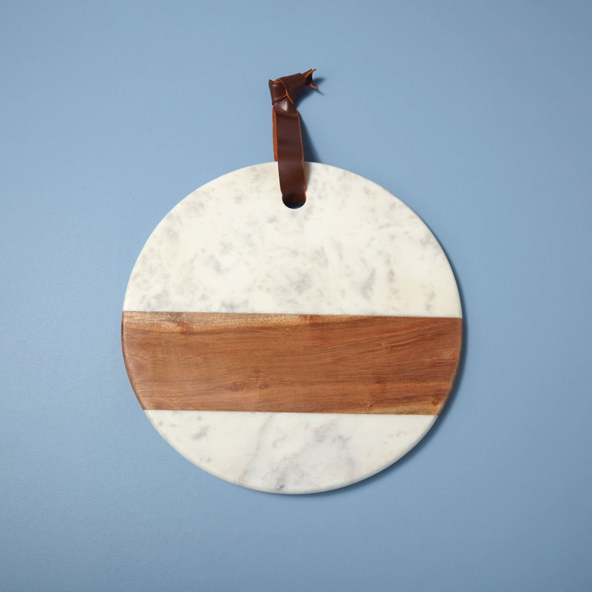 White Marble & Wood Round Board
