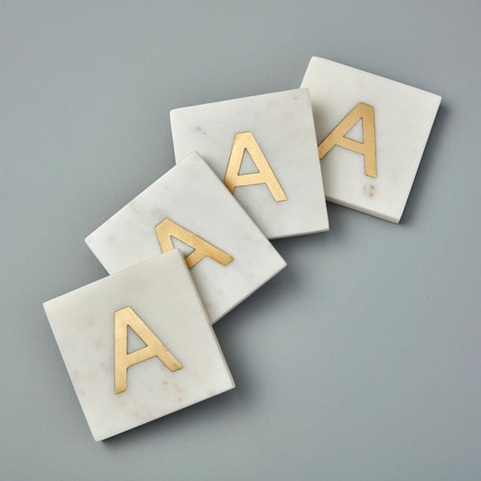 Verona Marble Monogram Coasters Set of 4 - Letter A