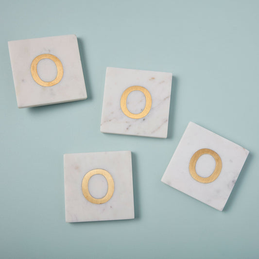 Verona Marble Monogram Coasters Set of 4 - Letter O