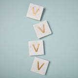 Verona Marble Monogram Coasters Set of 4 - Letter V