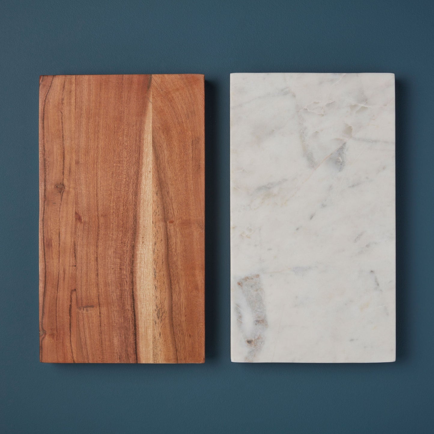 White Marble & Wood Reversible Rectangular Board, Large