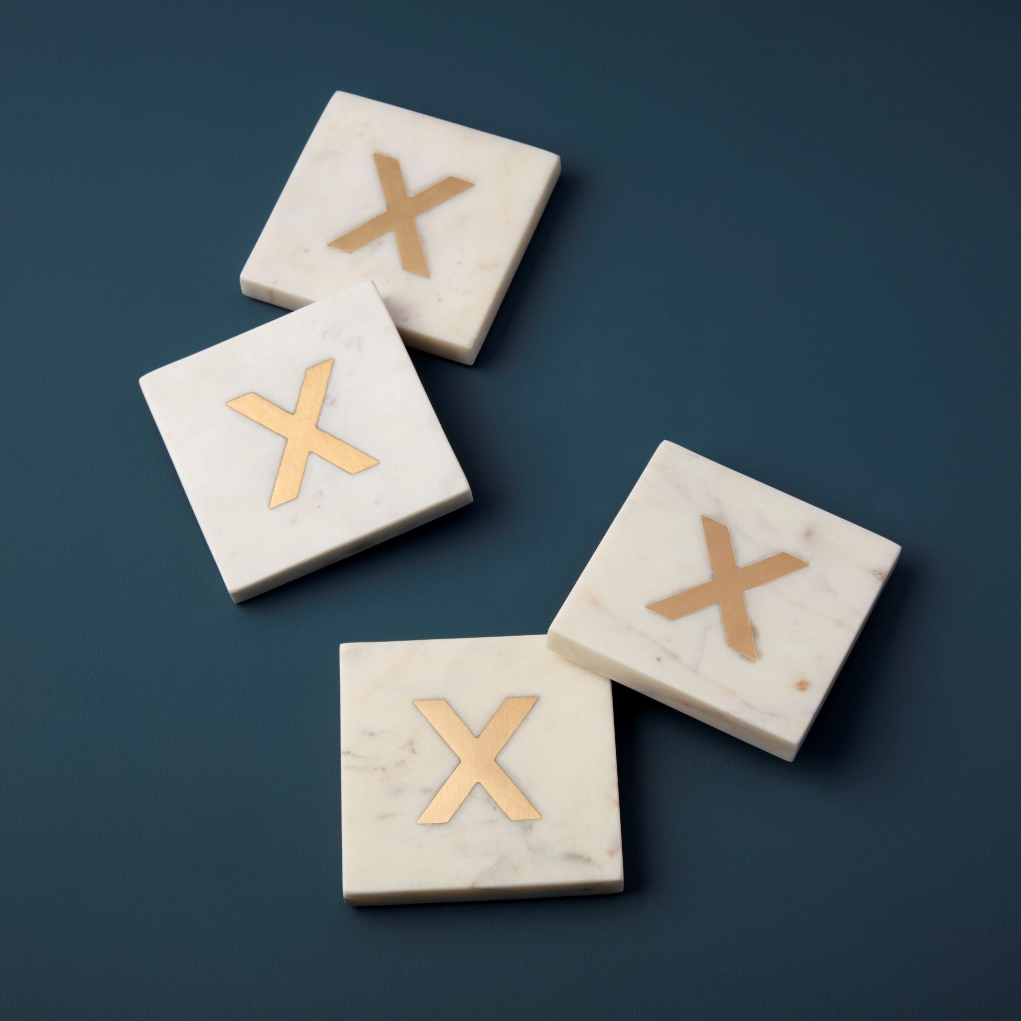 Verona Marble Monogram Coasters Set of 4, X