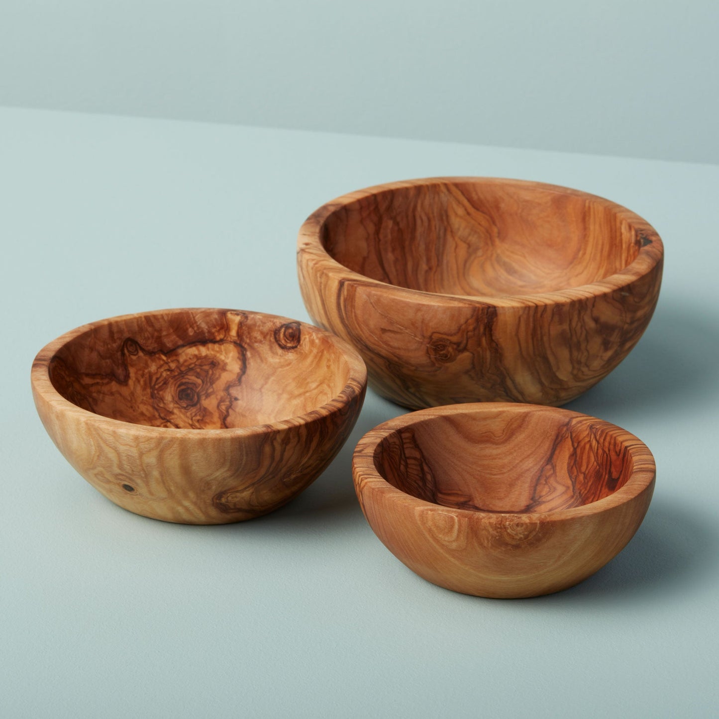 Olive Wood Nesting Bowls, Small Set of 3