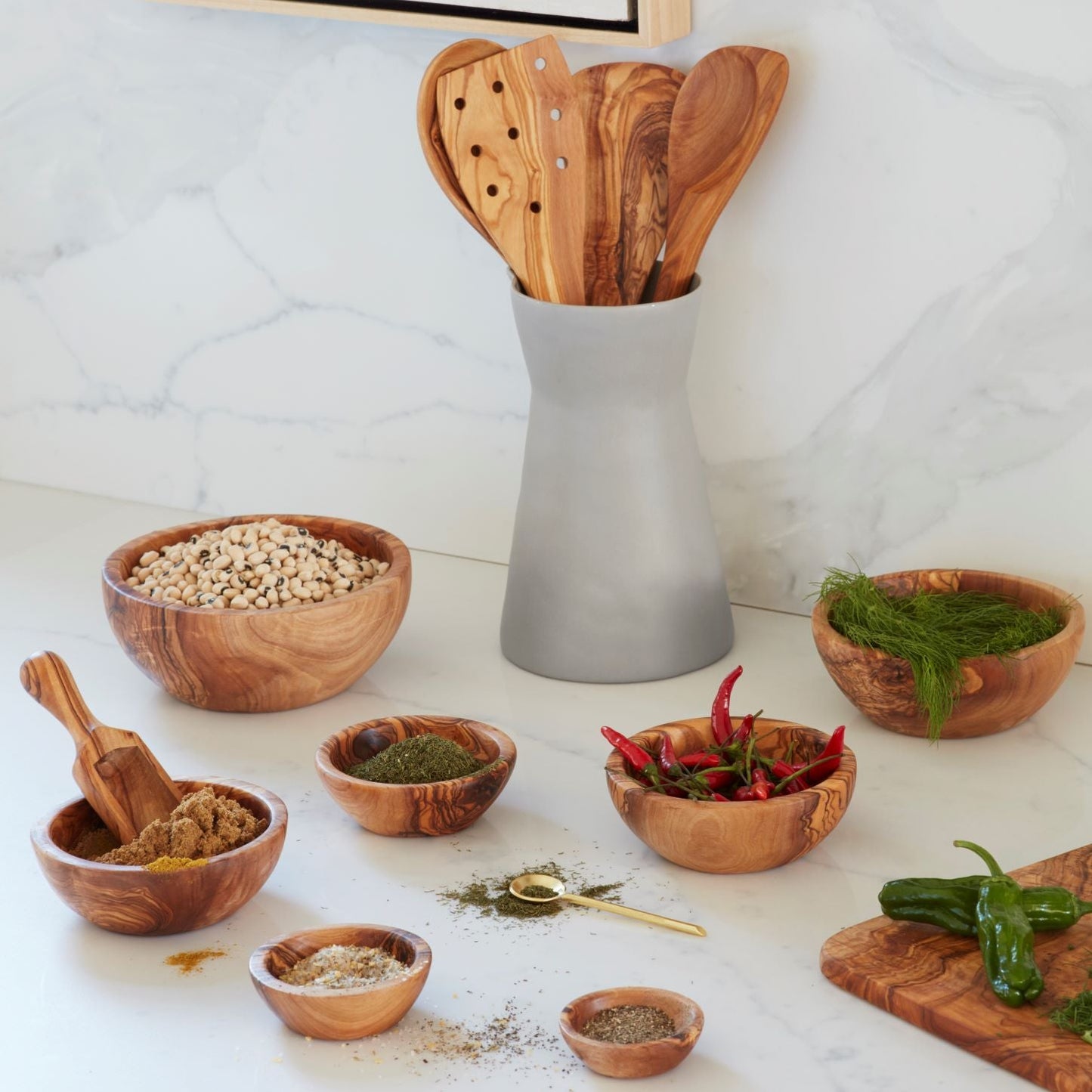 Olive Wood Nesting Bowls, Small Set of 3