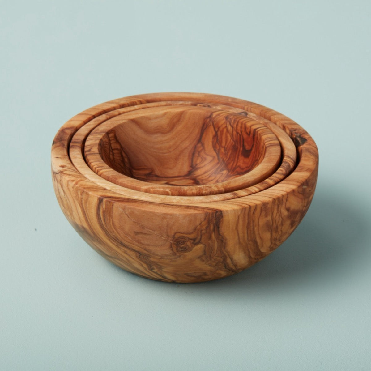 Olive Wood Nesting Bowls, Small Set of 3