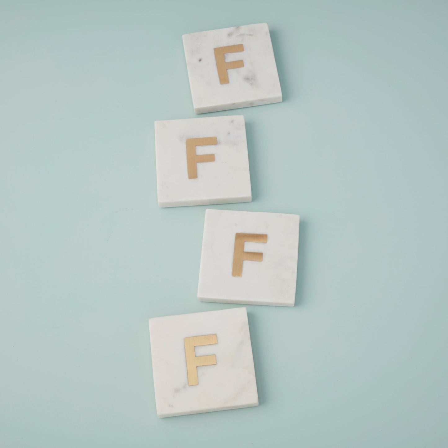 Verona Marble Monogram Coasters Set of 4, F