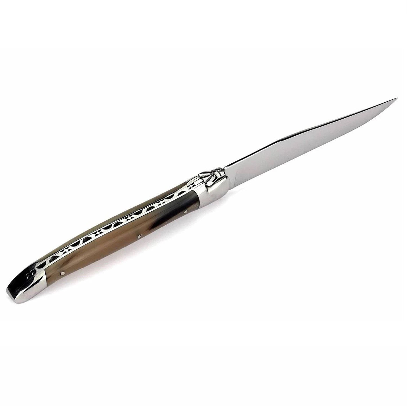 Laguiole en Aubrac Handcrafted Steak Knives, Set of 4, Solid Horn