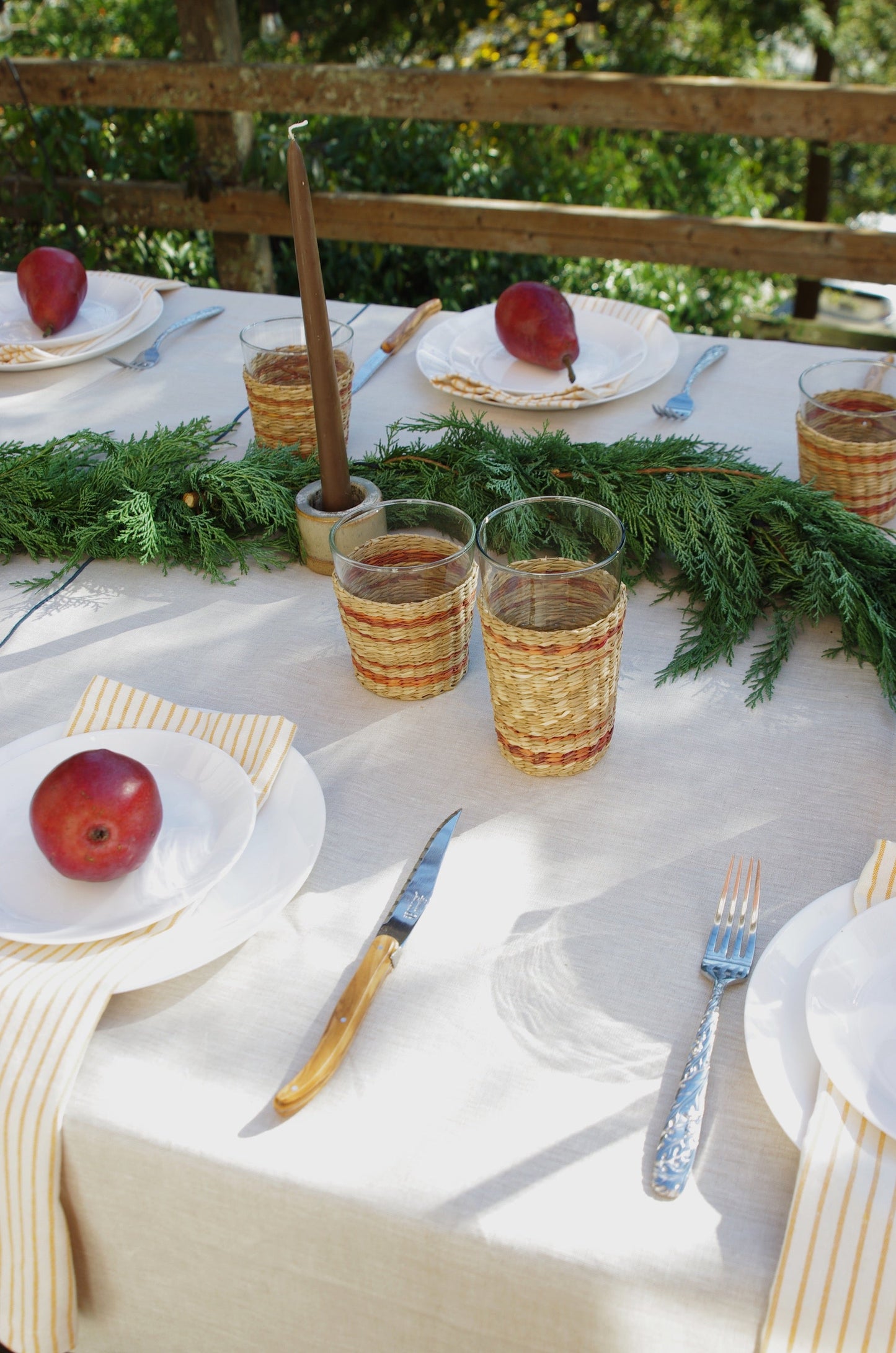 Seagrass Highball Brown Stripe Set of 4