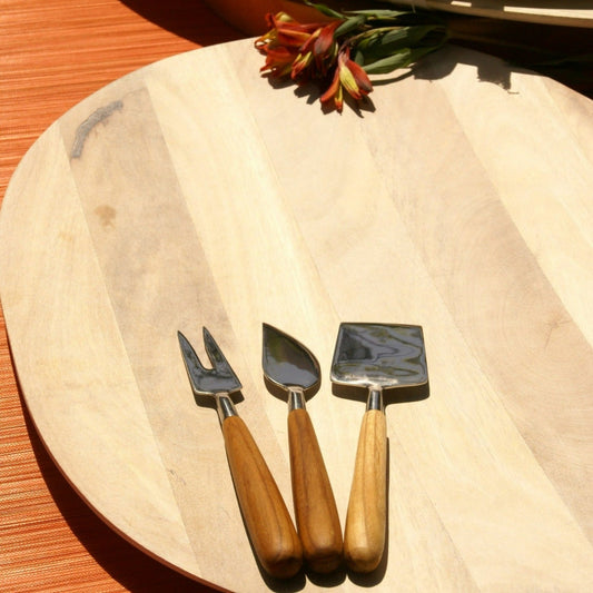 Teak & Stainless Cheese Set