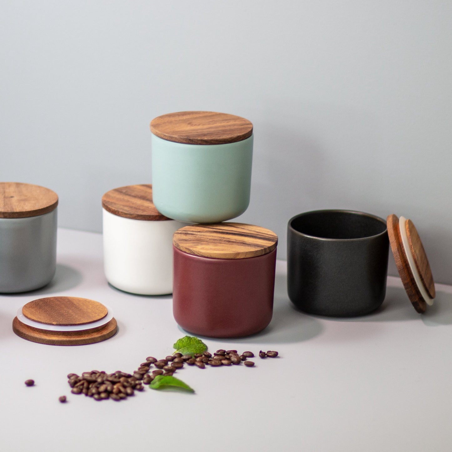 Brampton Stoneware Medium Canister, Burgundy