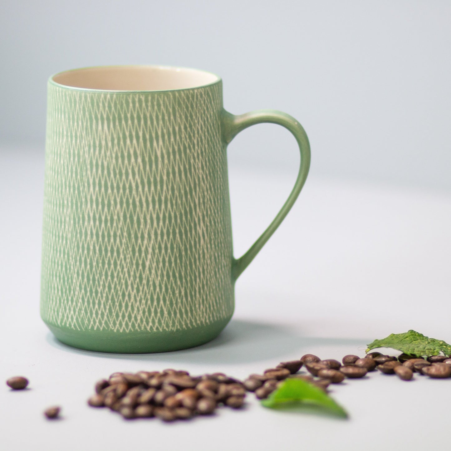 Crosshatch Stoneware Mug, Jade