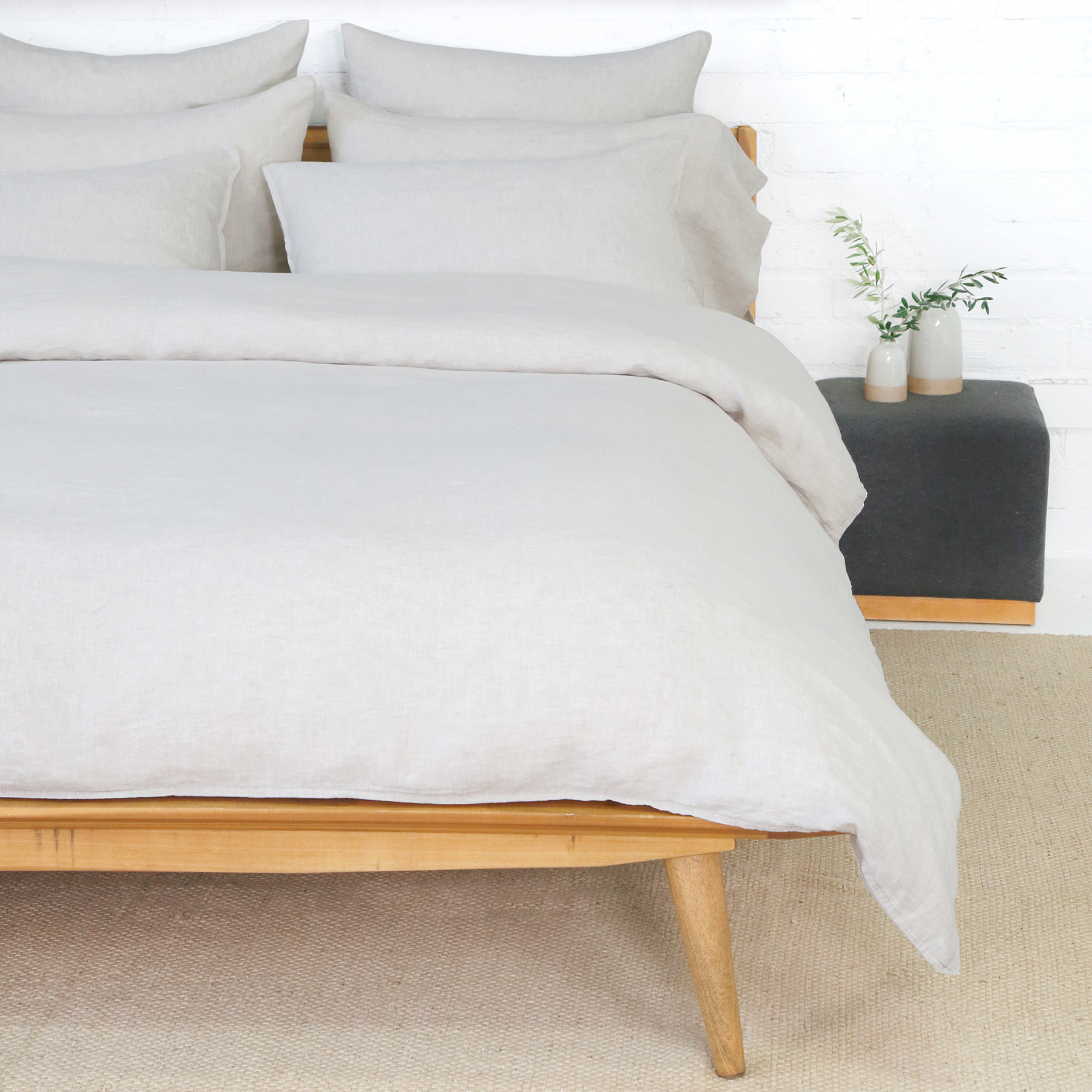Parker Linen Queen Duvet Set, Flax