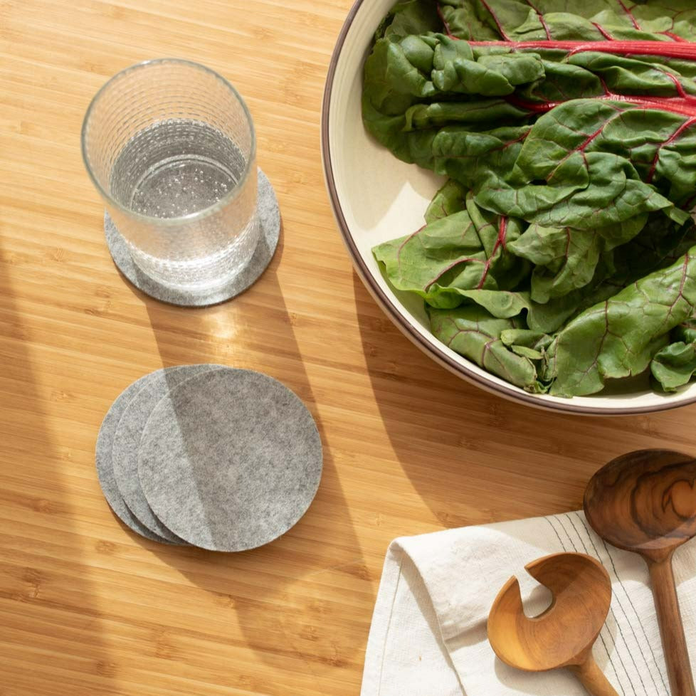 Round Felt Coaster, Set of 4, Granite