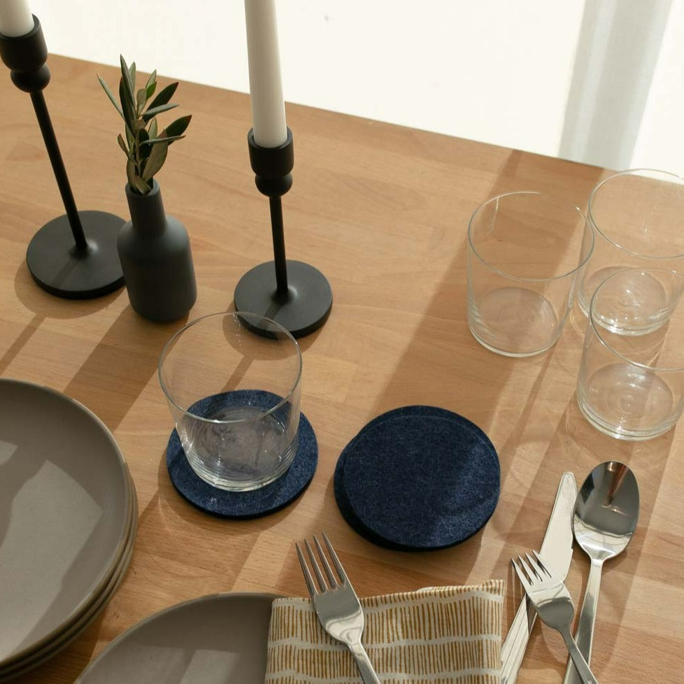 Round Felt Coaster, Set of 4, Marine