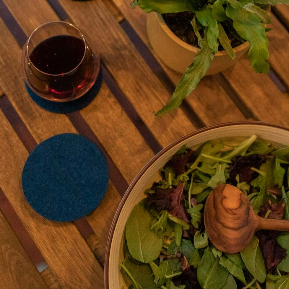 Round Felt Coaster, Set of 4, Marine