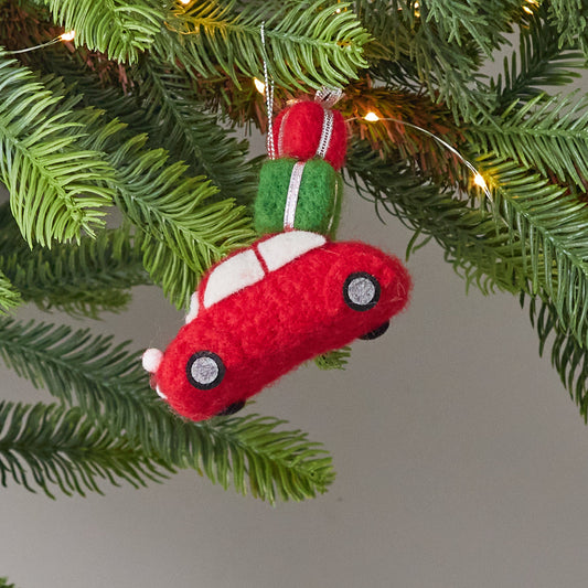 Felt Buggy With Gifts Ornament