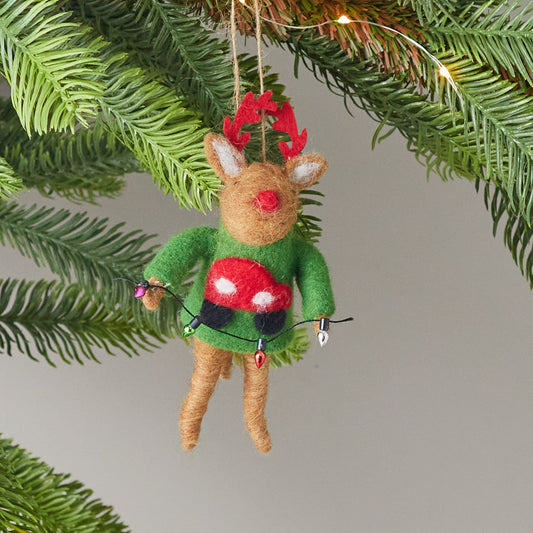 Felt Festive Reindeer Ornament