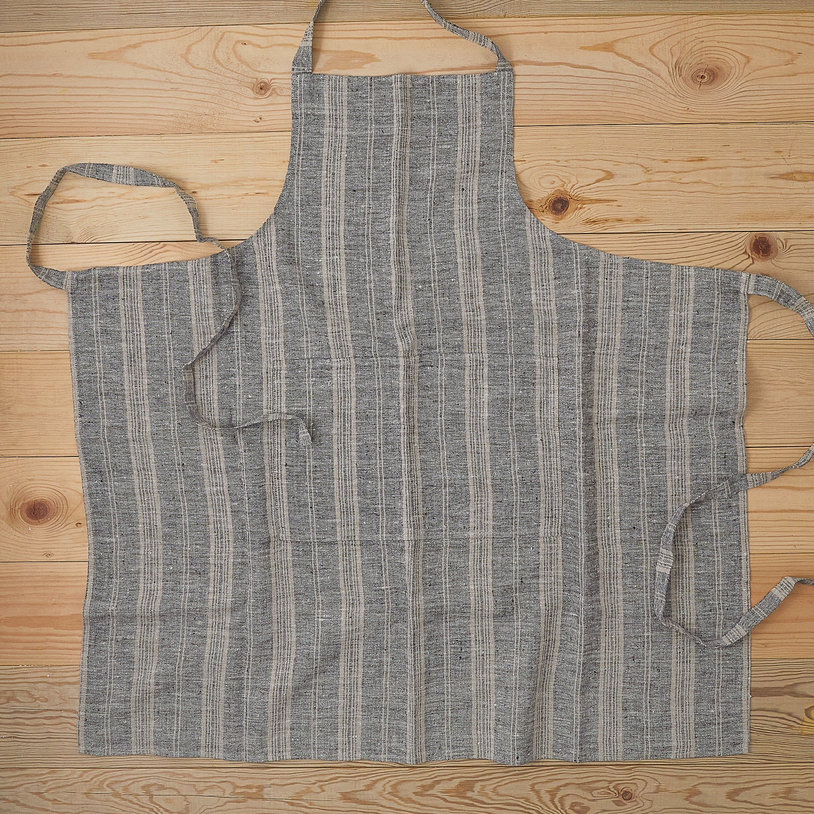 Multistripe Apron, Black and Natural