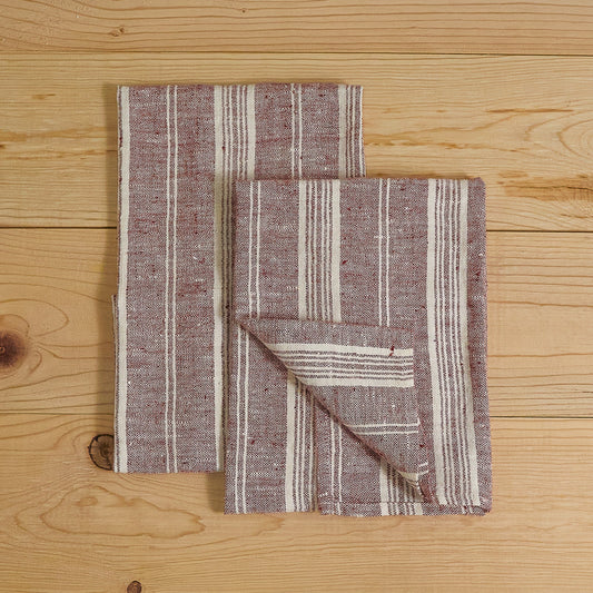 Multistripe Hand Towels, Set of 2, Cherry