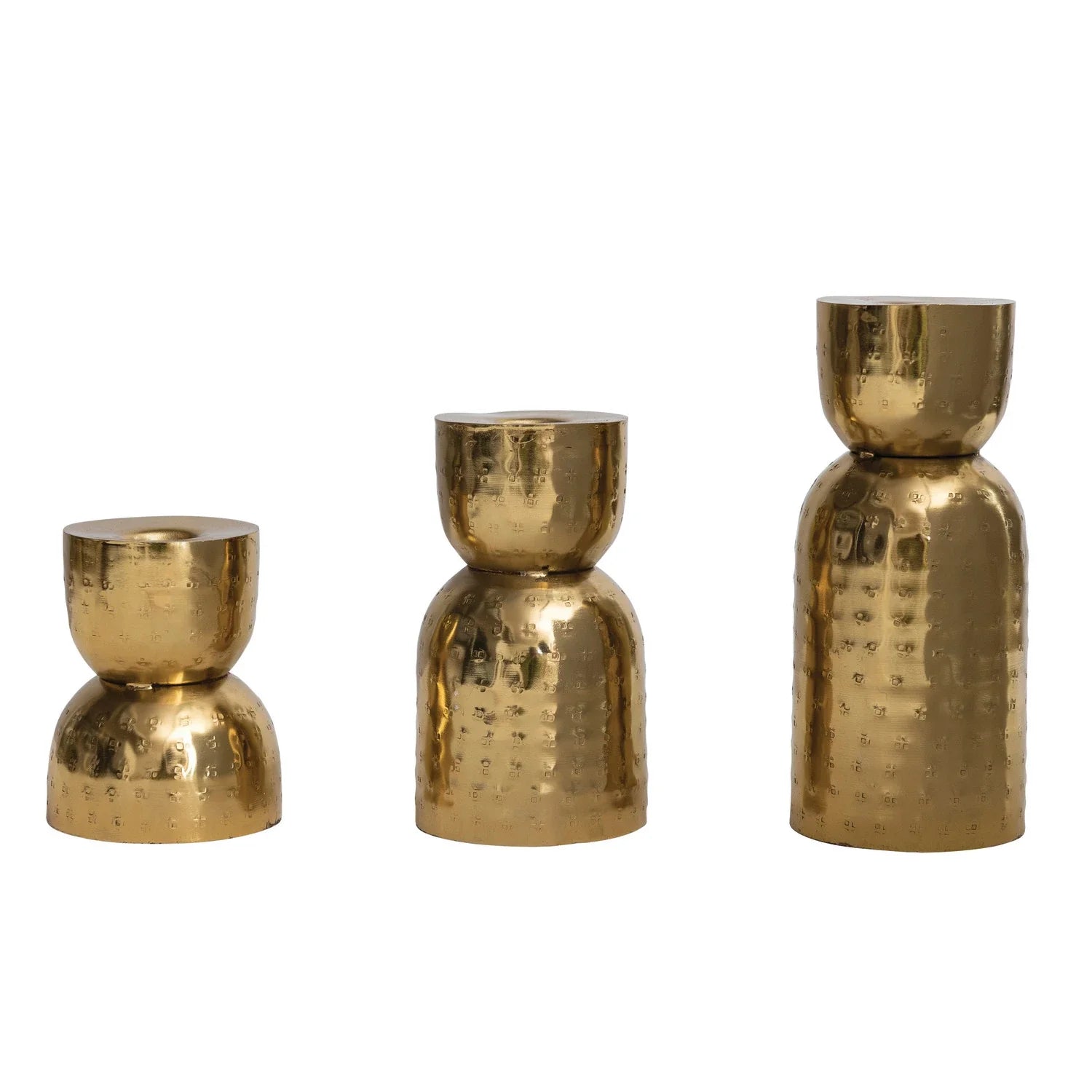Hammered Metal Taper Holders, Set of 3
