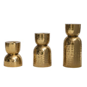 Hammered Metal Taper Holders, Set of 3