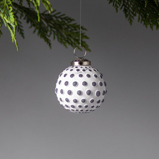 White & Grey Glass Ornament Dotted Ball, Set of 4