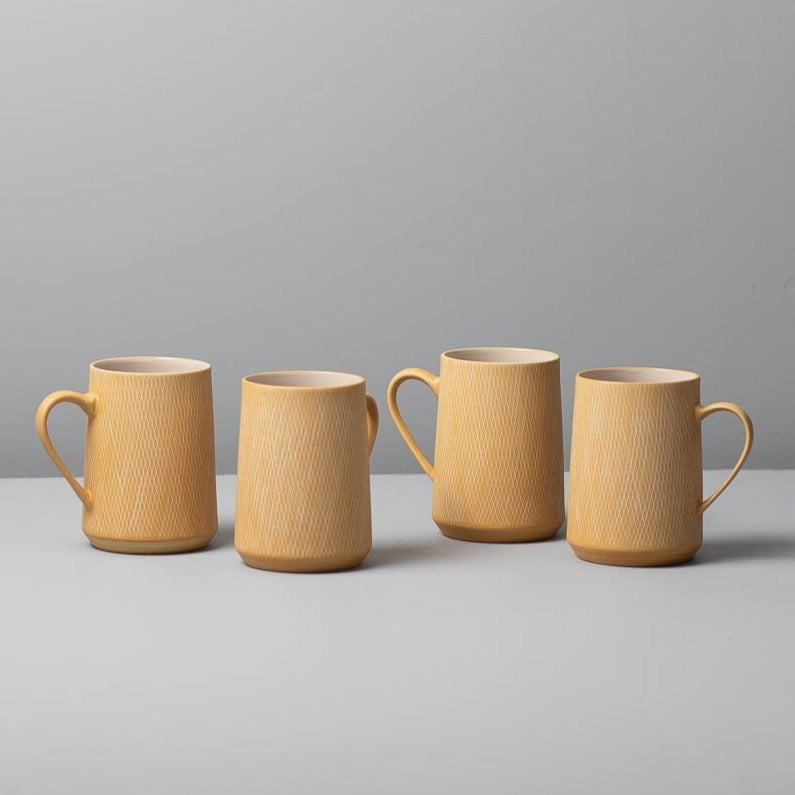 Marigold Crosshatch Mug, Set of 4