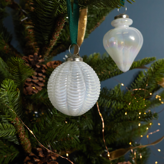 Opalescent Glass Scalloped Ornament, Set of 4