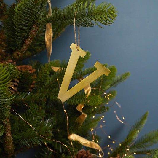 Gold Letter Ornament, V