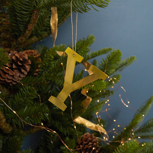 Gold Letter Ornament, Y