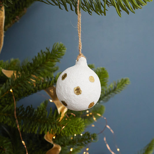 Cotton Mache Dotted Ball Ornament, Set of 4