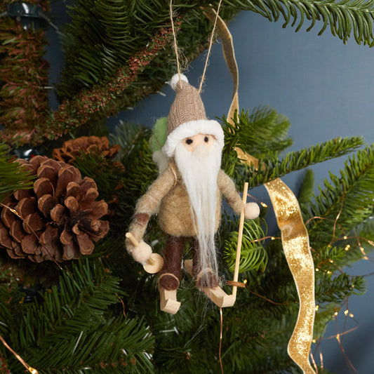 Nordic Skier Santa Ornament