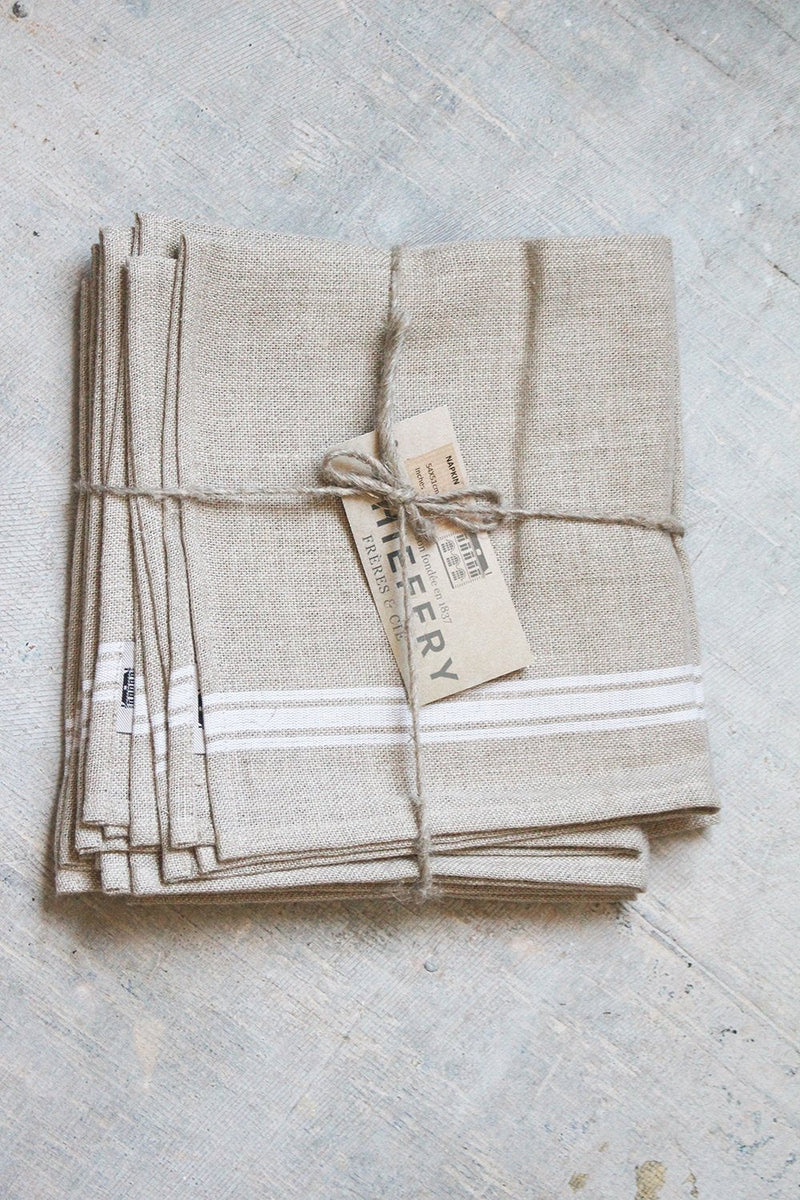 Thieffry White Monogramme Linen Dish Towel (28" x 20.5") - French Dry Goods