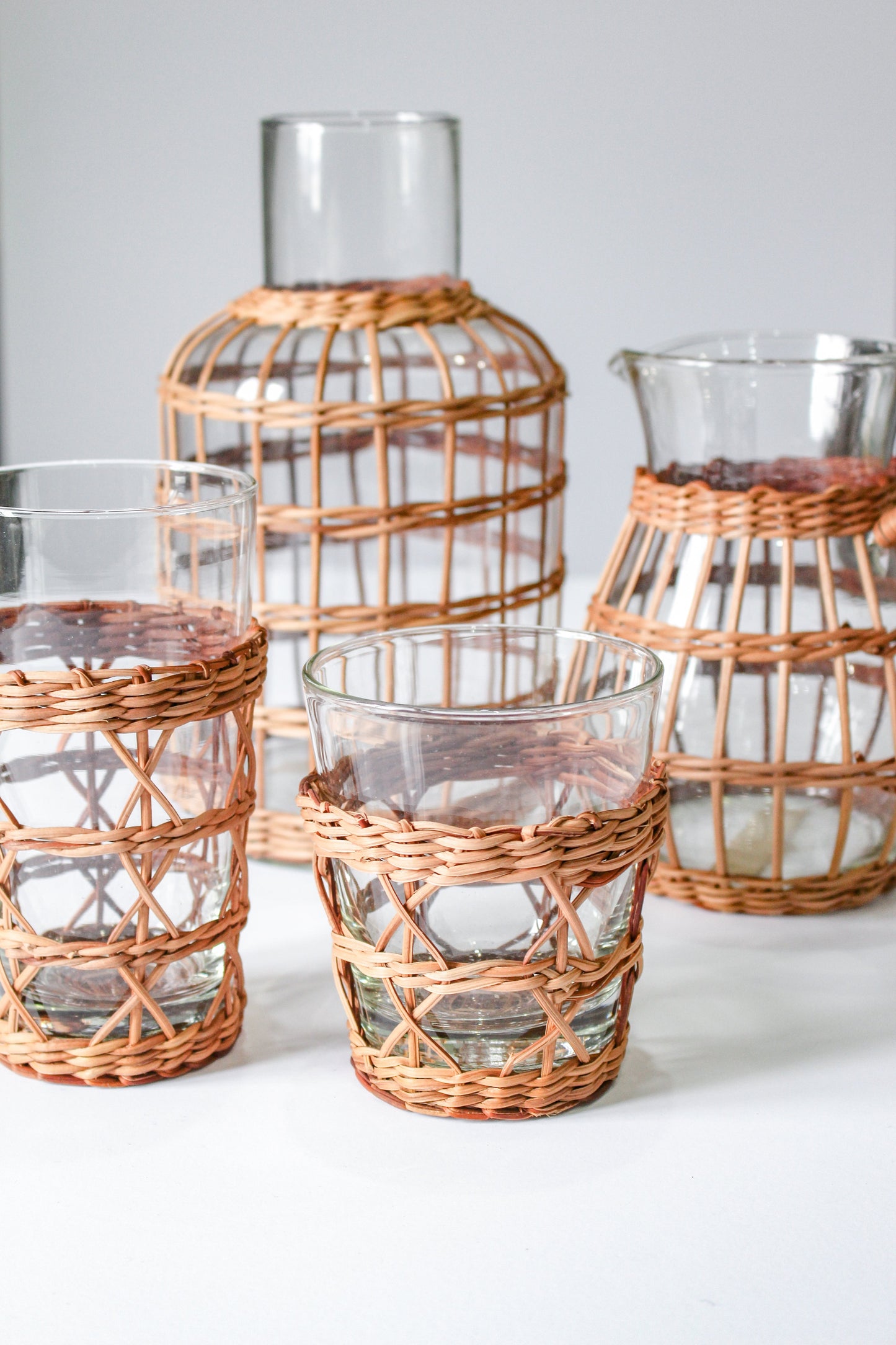 Rattan Cage Tall Pitcher