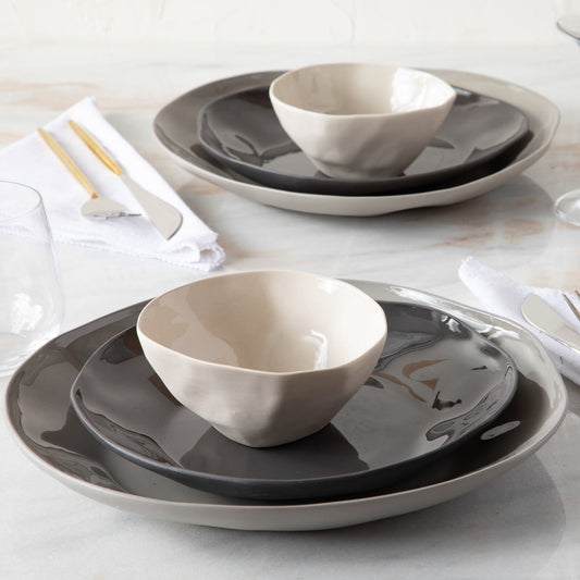 Tam Stoneware Dessert Bowl, Pearl, Set of 4