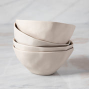 Tam Stoneware Dessert Bowl, Pearl, Set of 4