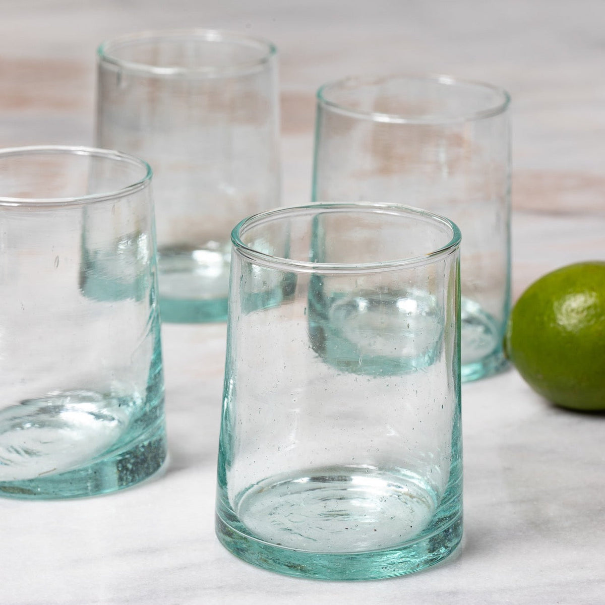 Recycled Cone Glass, Clear, Set of 4