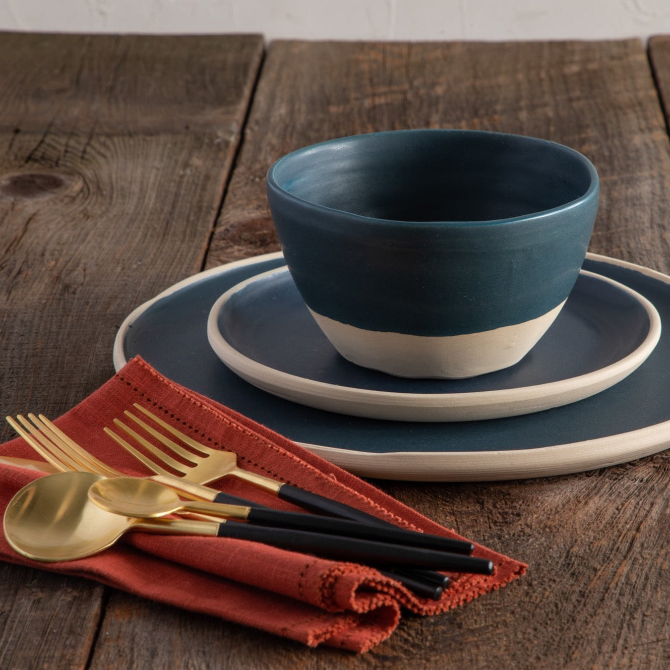 Treves Dinner Plate, Navy, Set of 4