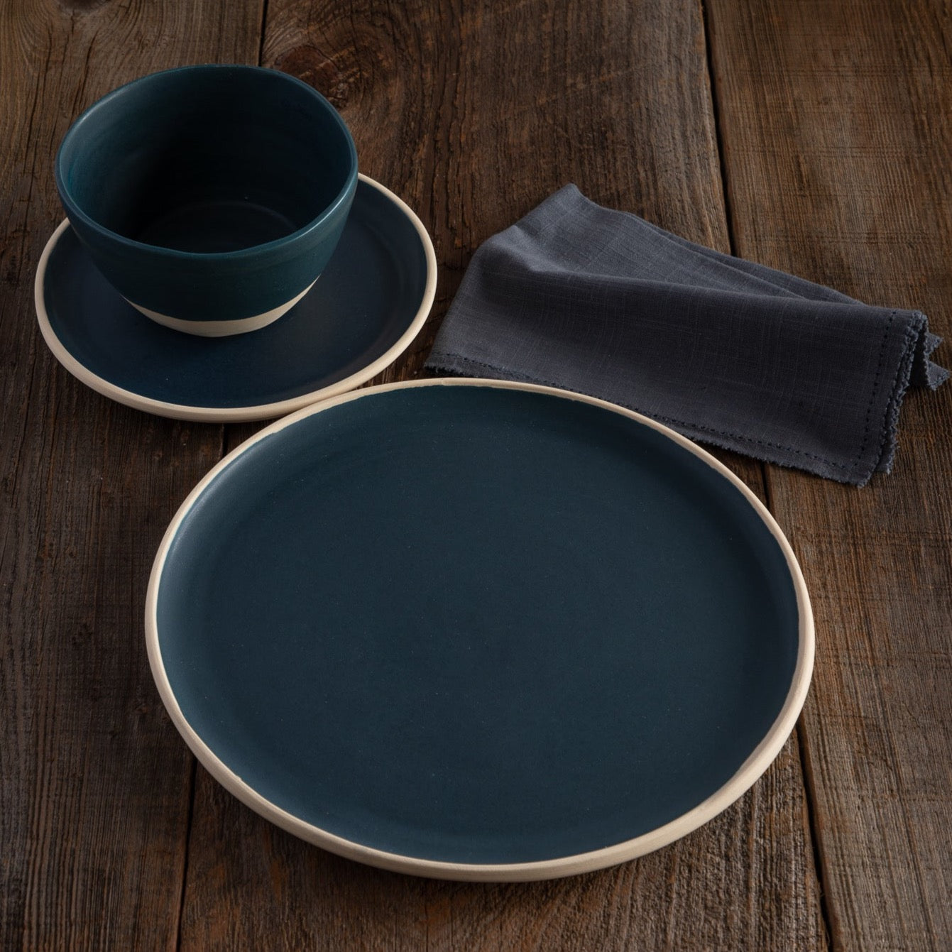 Treves Dinner Plate, Navy, Set of 4