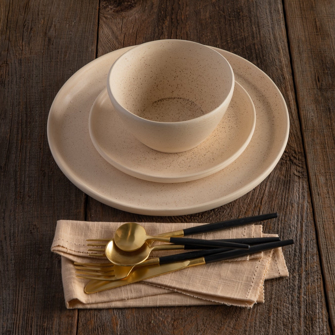 Treves Dinner Plate, Speckled Nude, Set of 4