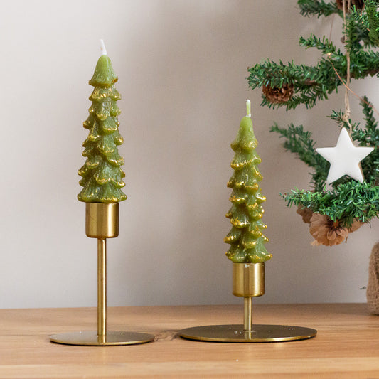 Enchanted Evergreen Short Candles, Set of 2