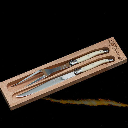 Laguiole Carving Set Ivory in Wood Box