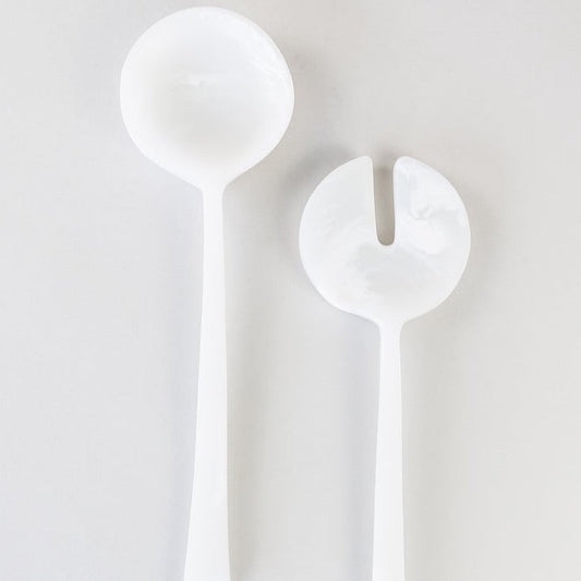 Handmade Resin Salad Servers, Alabaster