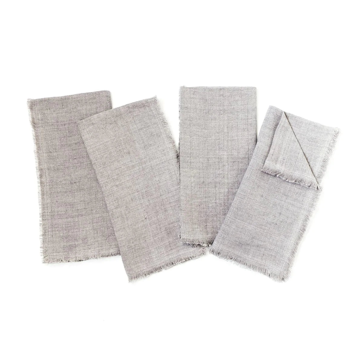 Stone Washed Linen Dinner Napkins, Grey, Set of 4
