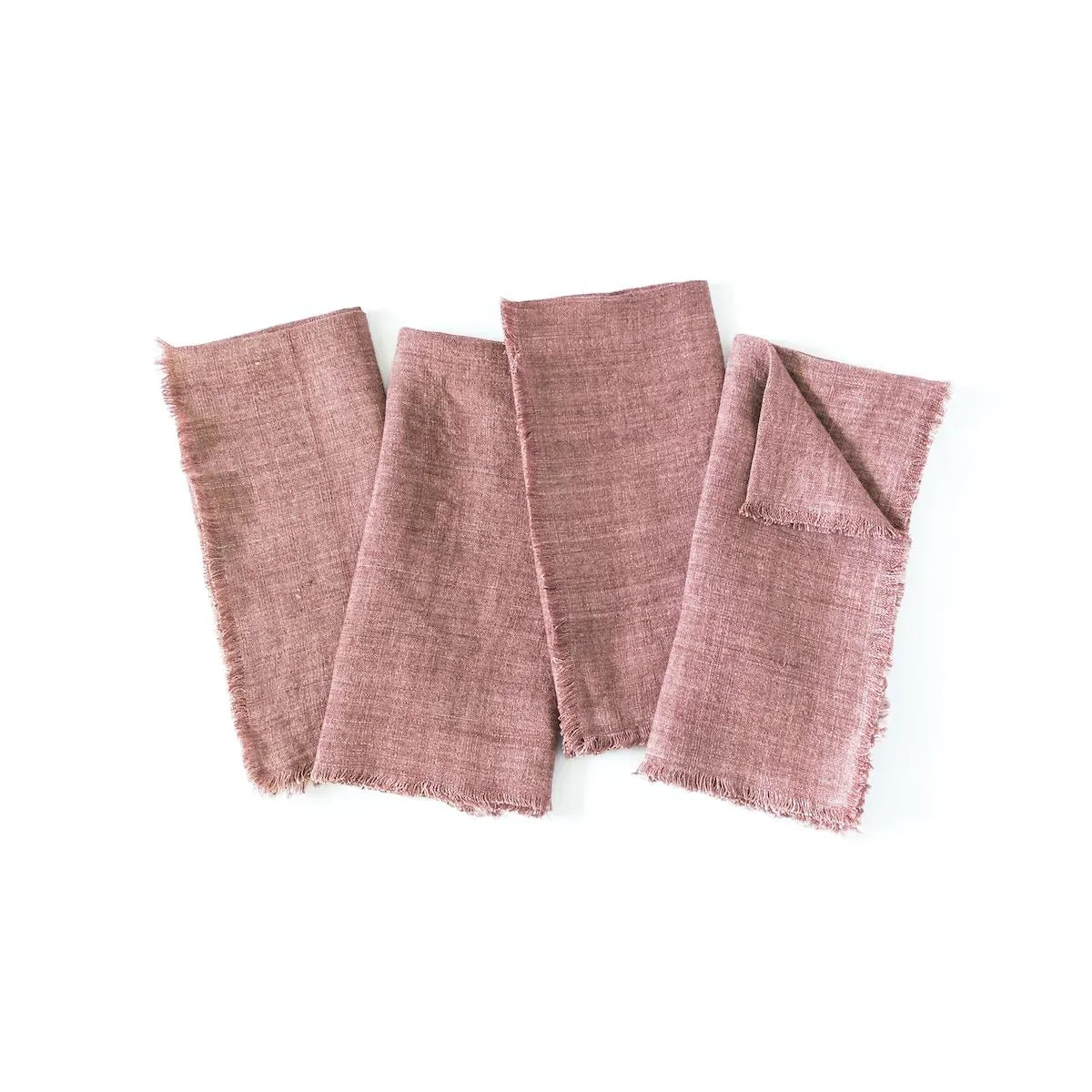 Stone Washed Linen Dinner Napkins, Rose, Set of 4