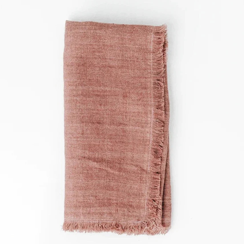 Stone Washed Linen Dinner Napkins, Rose, Set of 4